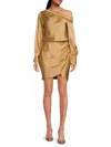 Renee C Women's Off Shoulder Satin Mini Dress In Gold