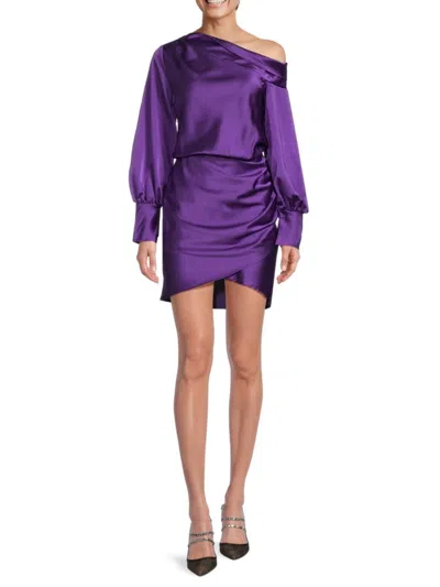 Renee C Women's Off Shoulder Satin Mini Dress In Purple
