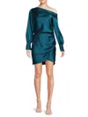 Renee C Women's Off Shoulder Satin Mini Dress In Teal