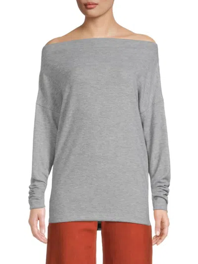 Renee C Women's Off The Shoulder Heathered Top In Grey