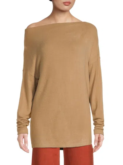 Renee C Women's Off The Shoulder Heathered Top In Khaki