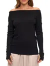 Renee C Women's Off-the-shoulder Rib Knit Top In Black