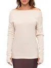 Renee C Women's Off-the-shoulder Rib Knit Top In Neutral