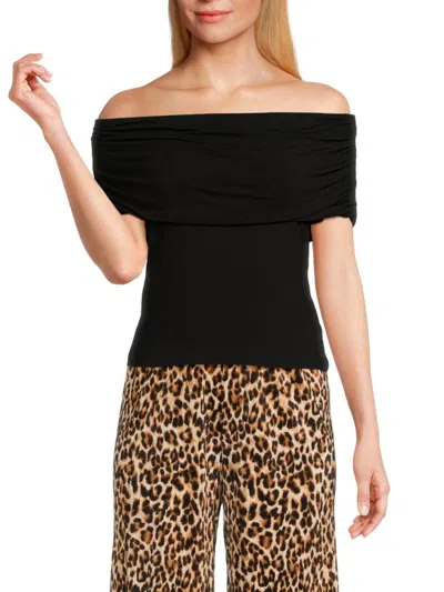 Renee C Women's One Shoulder Draped Top In Black