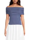 Renee C Women's One Shoulder Draped Top In Blue