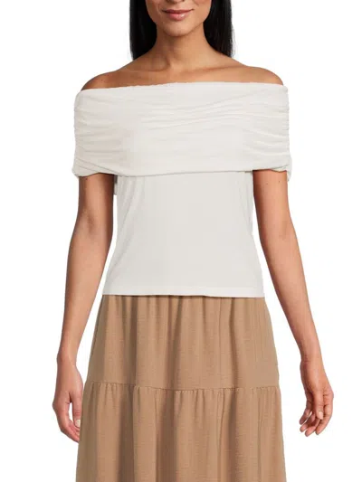 Renee C Women's One Shoulder Draped Top In Ivory