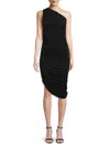 Renee C Women's One Shoulder Ruched Bodycon Dress In Black