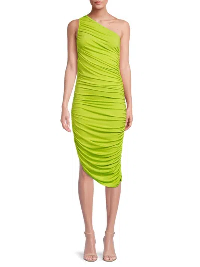 Renee C Women's One Shoulder Ruched Bodycon Dress In Lime