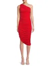 Renee C Women's One Shoulder Ruched Bodycon Dress In Red