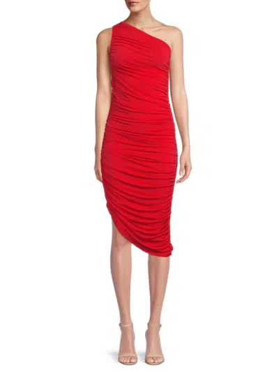 Renee C Women's One Shoulder Ruched Bodycon Dress In Red