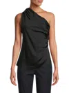 Renee C Women's One Shoulder Ruched Top In Black