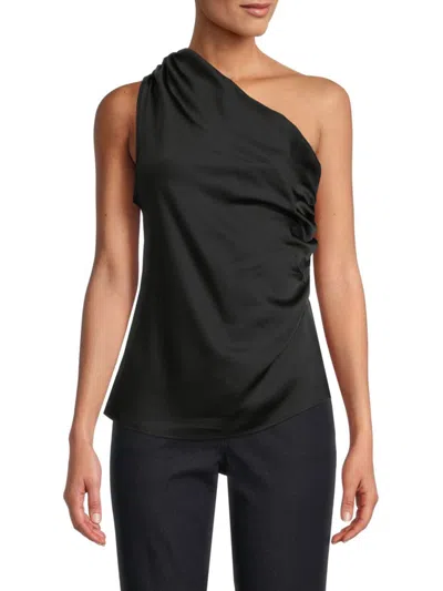 Renee C Women's One Shoulder Ruched Top In Black