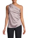 Renee C Women's One Shoulder Ruched Top In Dusty Lavender