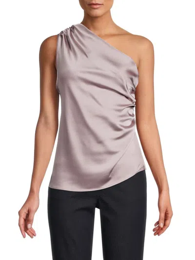 Renee C Women's One Shoulder Ruched Top In Dusty Lavender