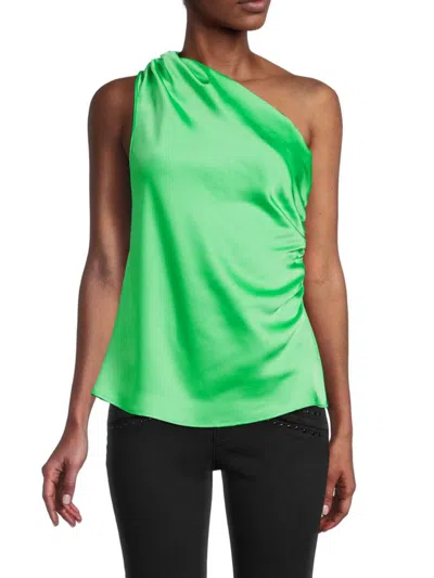 Renee C Women's One Shoulder Ruched Top In Tea Green