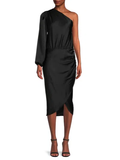 Renee C Women's One Shoulder Satin Dress In Black
