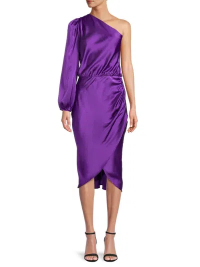 Renee C Women's One Shoulder Satin Dress In Dark Purple