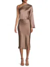Renee C Women's One Shoulder Satin Dress In Dune