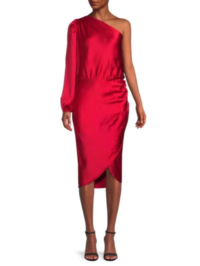 Renee C Women's One Shoulder Satin Dress In Red
