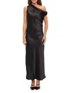 Renee C Women's One-shoulder Satin Maxi Dress In Black