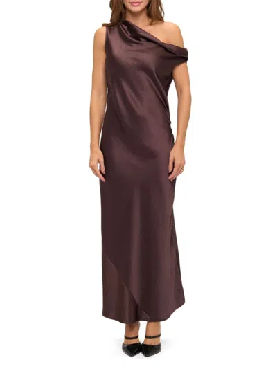 Renee C Women's One-shoulder Satin Maxi Dress In Purple