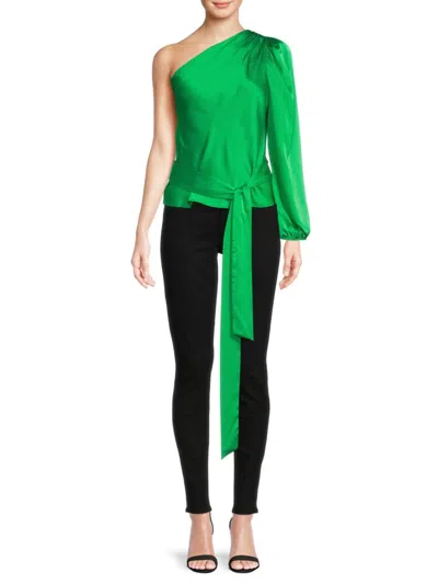 Renee C Women's One Shoulder Satin Top