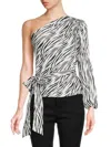 Renee C Women's One Shoulder Satin Top In Black