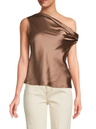 Renee C Women's One Shoulder Satin Top In Dune