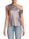 Renee C Women's One Shoulder Satin Top In Dusty Lavender