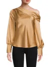 Renee C Women's One Shoulder Satin Top In Gold