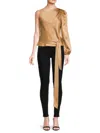 Renee C Women's One Shoulder Satin Top In Gold