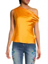 Renee C Women's One Shoulder Satin Top In Marigold