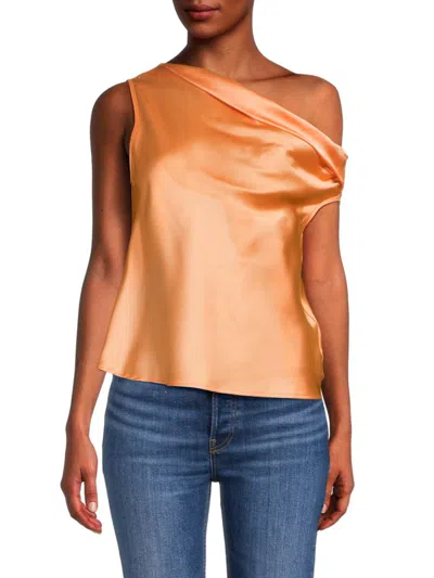 Renee C Women's One Shoulder Satin Top In Melon