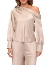 Renee C Women's One Shoulder Satin Top In Nude