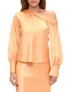 Renee C Drop Shoulder Satin Top In Orange