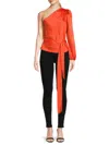 Renee C Women's One Shoulder Satin Top In Orange