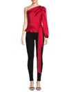 Renee C Women's One Shoulder Satin Top In Red