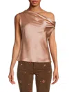 Renee C Women's One Shoulder Satin Top In Rose