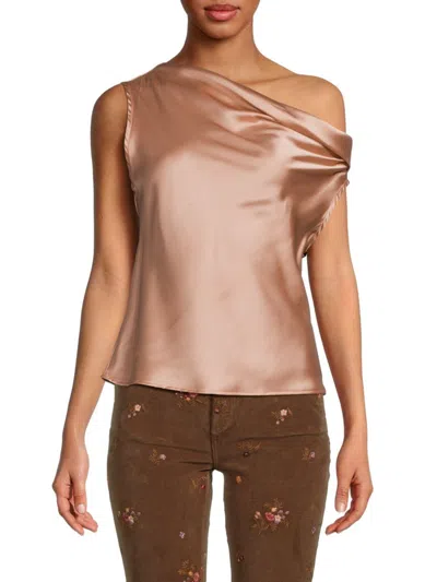 Renee C Women's One Shoulder Satin Top In Rose