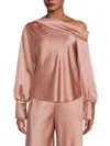 Renee C Women's One Shoulder Satin Top In Rose