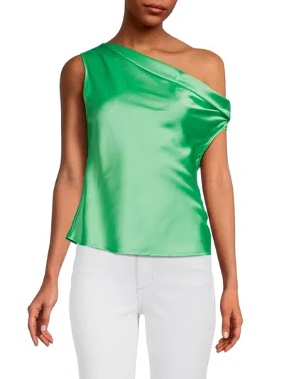 Renee C Women's One Shoulder Satin Top In Tea Green