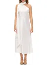 Renee C Women's One Shoulder Scarf Satin Midi Dress In White