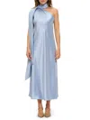 Renee C Women's One Shoulder Scarf Satin Midi Dress In Blue