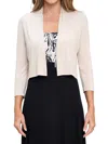 Renee C Women's Open Front Bolero In Beige