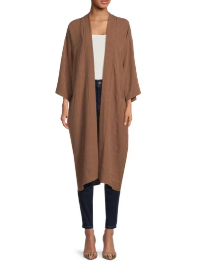 Renee C Women's Open Front Duster Cardigan In Caramel