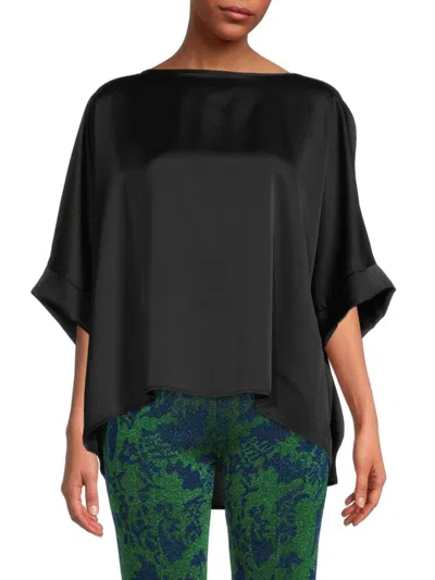 Renee C Women's Oversized Satin Top In Black