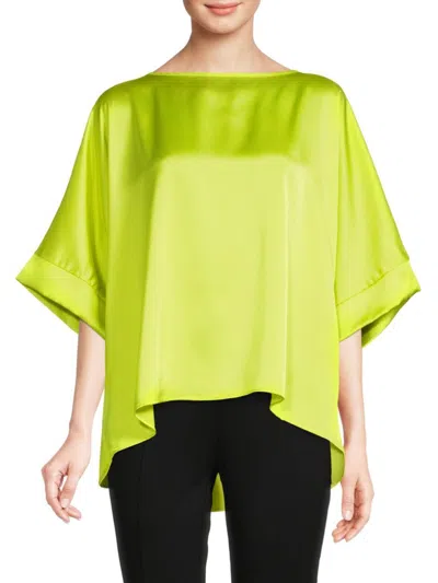 Renee C Women's Oversized Satin Top In Citron