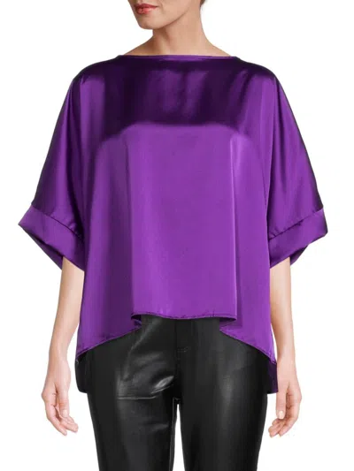 Renee C Women's Oversized Satin Top In Dark Purple