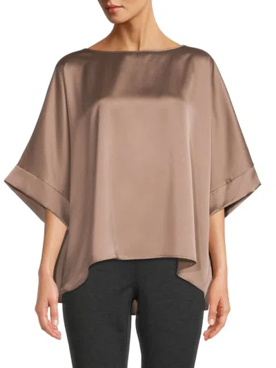 Renee C Women's Oversized Satin Top In Dune