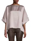 Renee C Women's Oversized Satin Top In Dusty Lavender